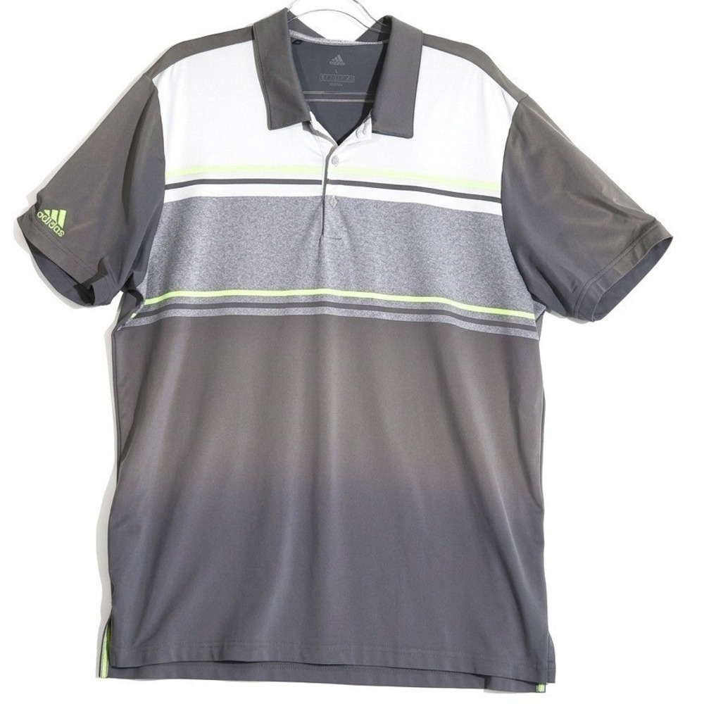Adidas Polo Shirt Mens L Gray Ombre Golf Performance Activewear 62754732-S1A